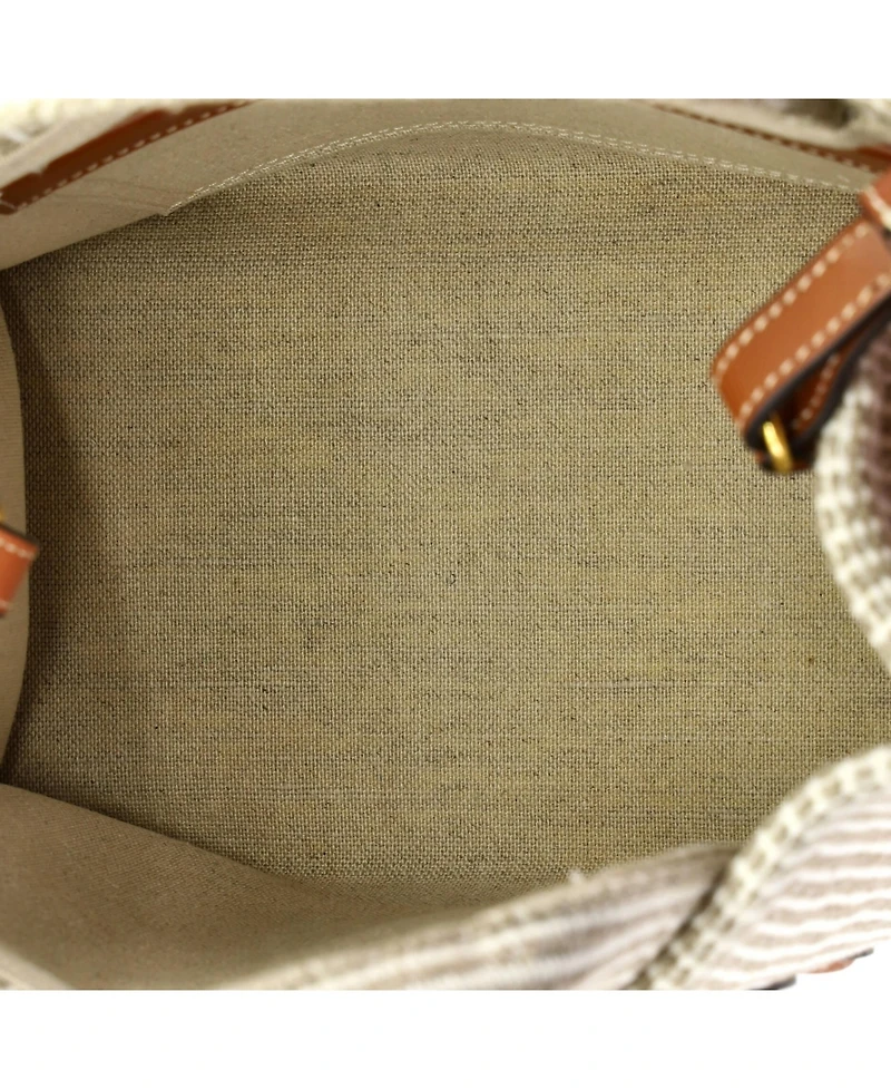 Pre-Owned Celine Small Cabas Thais Tote Triomphe Striped Textile