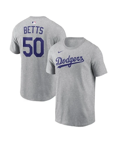 Nike Men's Mookie Betts Heather Gray Los Angeles Dodgers Name Number T-Shirt