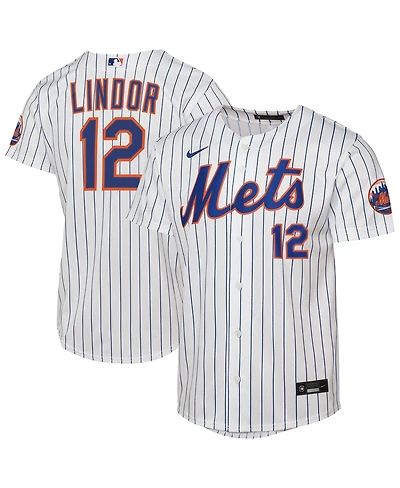 Nike Big Boys and Girls Francisco Lindor White New York Mets Home Stadium Player Jersey