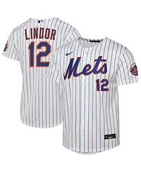 Nike Big Boys and Girls Francisco Lindor White New York Mets Home Stadium Player Jersey