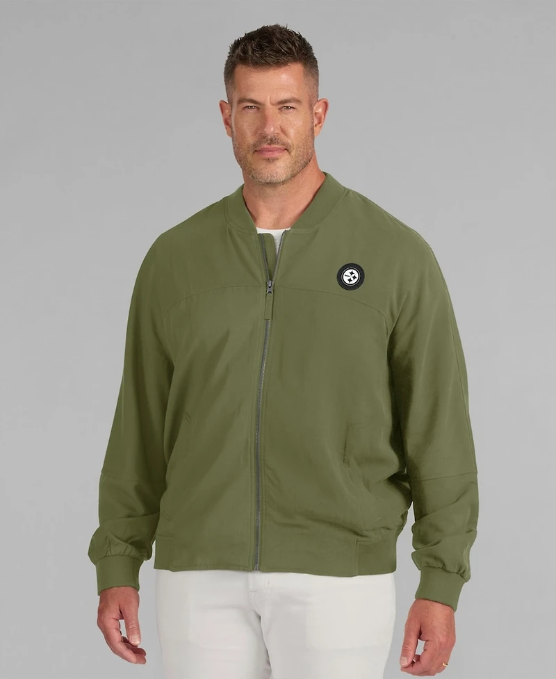 J. Palmer Men's Olive Pittsburgh Steelers Lightweight Cover-4 Tri-Blend Full-Zip Jacket