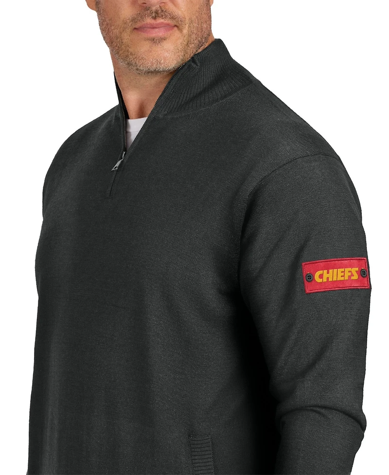J. Palmer Men's Black Kansas City Chiefs Franchise Quarter-Zip Sweater