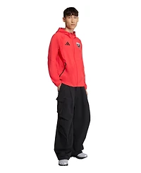 Adidas Men's Light Red D.c. United Tiro Travel Full-Zip Hooded Windbreaker