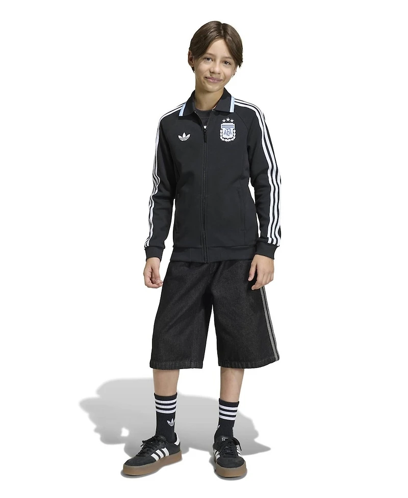Adidas Big Boys and Girls Black Argentina National Team Away Full-Zip Anthem Jacket