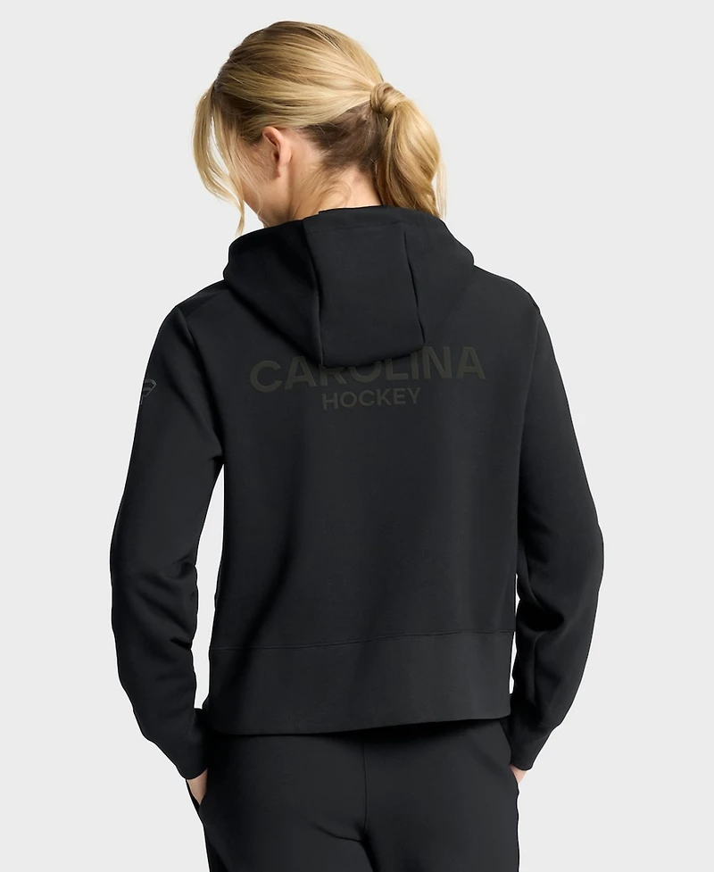 Fanatics Women's Black Carolina Hurricanes Authentic Pro Road Tri-Blend Quarter-Zip Hoodie