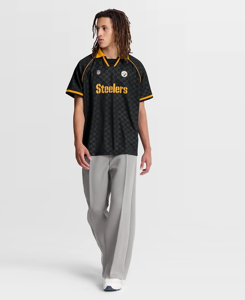 Fanatics Men's Black/Gold Pittsburgh Steelers Homerun Raglan V-Neck Polo Shirt