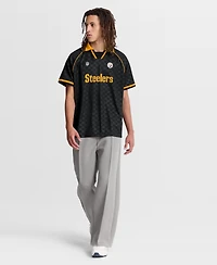 Fanatics Men's Black/Gold Pittsburgh Steelers Homerun Raglan V-Neck Polo Shirt