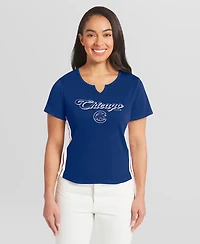 Wear by Erin Andrews Women's Royal Chicago Cubs Notch Neck Cropped T-Shirt