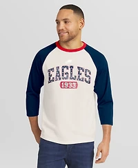 Fanatics Men's White/Navy Philadelphia Eagles Americana 3/4 Sleeve Raglan T-Shirt