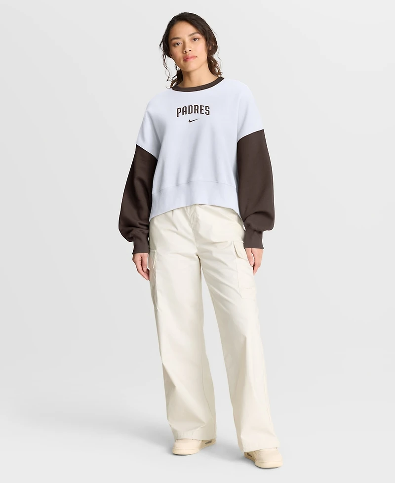 Nike Women's White/Brown San Diego Padres Oversized High Hip Fleece Sweatshirt