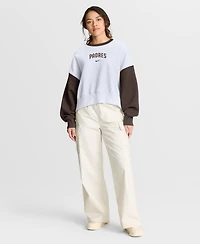 Nike Women's White/Brown San Diego Padres Oversized High Hip Fleece Sweatshirt