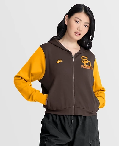 Nike Women's Brown/Gold San Diego Padres Cooperstown Collection Cropped Full-Zip Hoodie