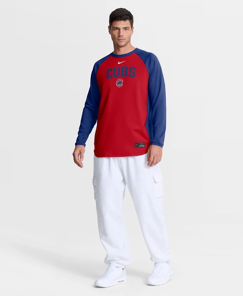 Nike Men's Red Chicago Cubs Authentic Collection Raglan Dri-fit Sweatshirt