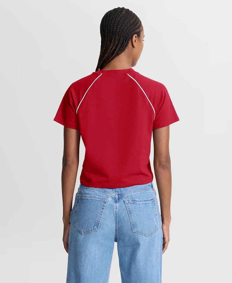 Fanatics Women's Scarlet San Francisco 49ers Offensive Scheme Raglan Tri-Blend Cropped Top