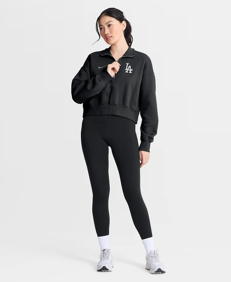 Nike Women's Black Los Angeles Dodgers Primetime Phoenix Fleece Half-Zip Sweatshirt