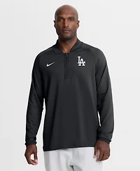 Nike Men's Black Los Angeles Dodgers Authentic Collection Dri-fit Raglan Half-Zip Pullover
