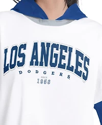 G-iii 4Her by Carl Banks Women's White/Royal Los Angeles Dodgers Key Player Oversized Hooded Long Sleeve T-Shirt