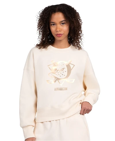 Starter Women's Cream Anaheim Ducks Boxy Cropped Sweatshirt