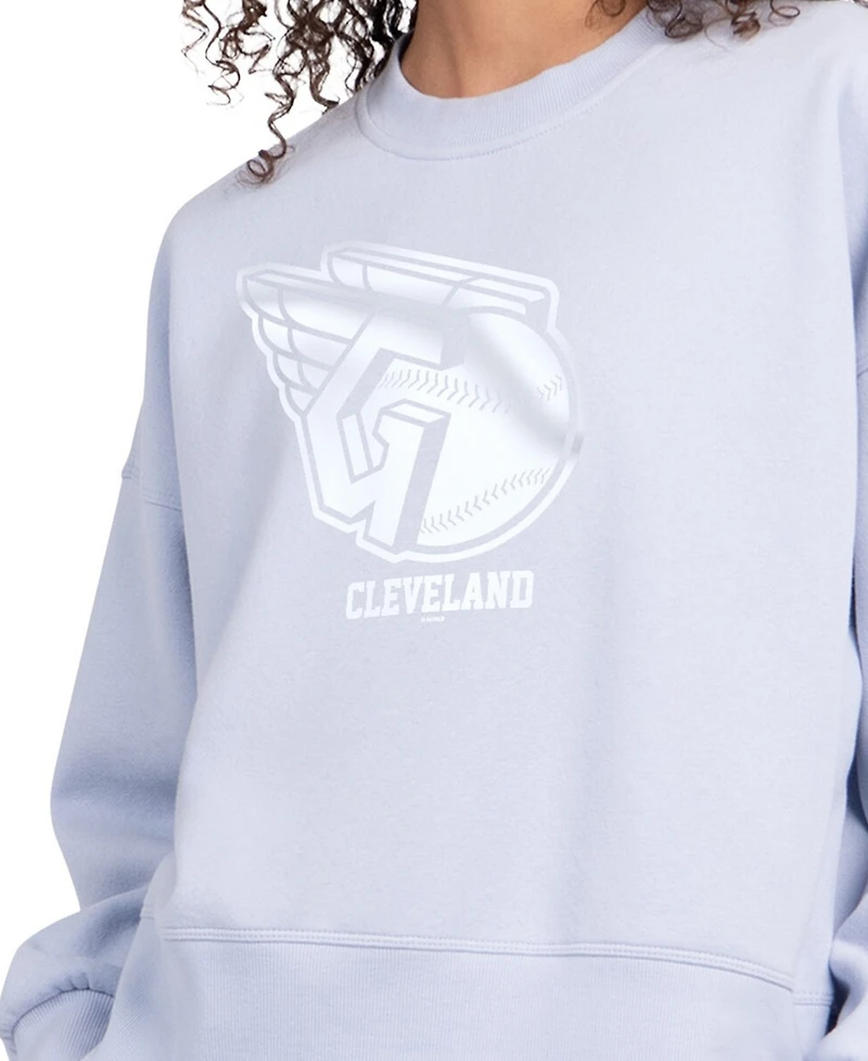 Starter Women's Light Blue Cleveland Guardians Pastels Boxy Fleece Sweatshirt