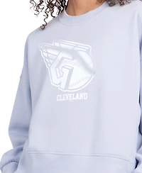 Starter Women's Light Blue Cleveland Guardians Pastels Boxy Fleece Sweatshirt