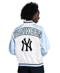 Starter Women's Light Blue/White New York Yankees Blitz Varsity Raglan Full-Snap Satin Jacket
