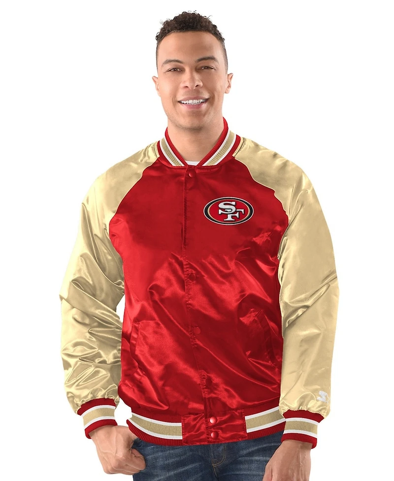 Starter Men's Scarlet/Gold San Francisco 49ers Inductee Raglan Full-Snap Varsity Jacket