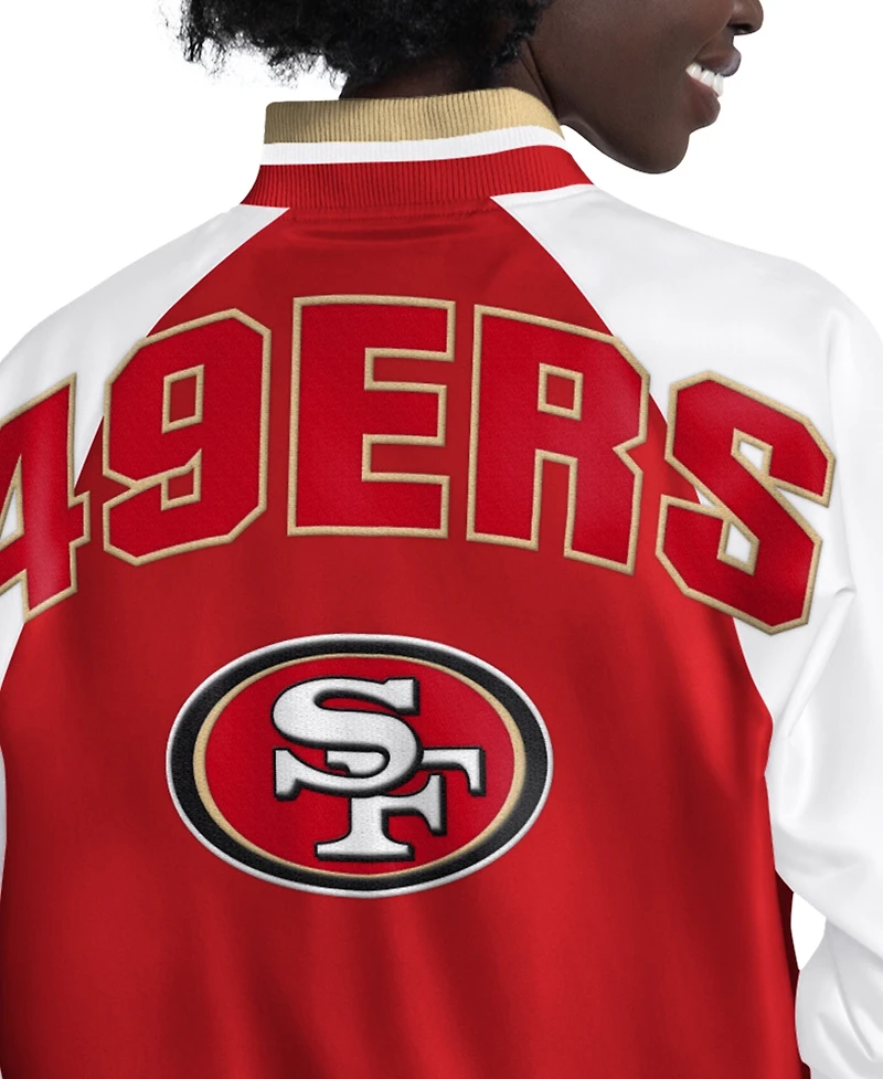 Starter Women's Scarlet/White San Francisco 49ers Raglan Blitz Full-Snap Varsity Jacket