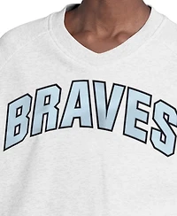 Starter Women's Gray Atlanta Braves Show Up Fashion Cropped V-Neck Sweatshirt