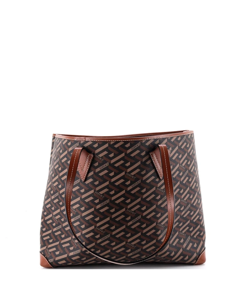 Pre-Owned Versace Medium Shopping Tote (Outlet) Printed La Greca Signature Coated Canvas