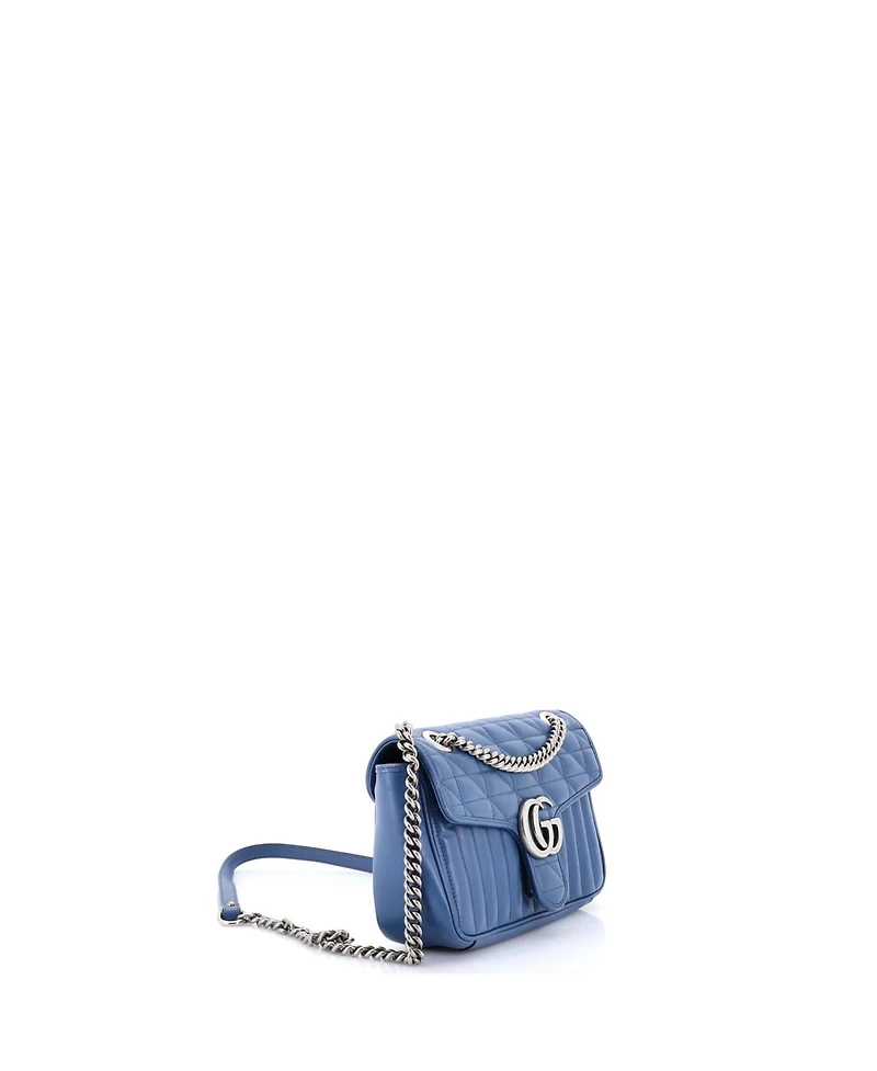 Pre-Owned Gucci Small Gg Marmont Flap Bag Mixed Matelasse Leather