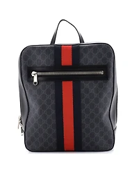 Pre-Owned Gucci Medium Web Zip Backpack Gg Coated Canvas