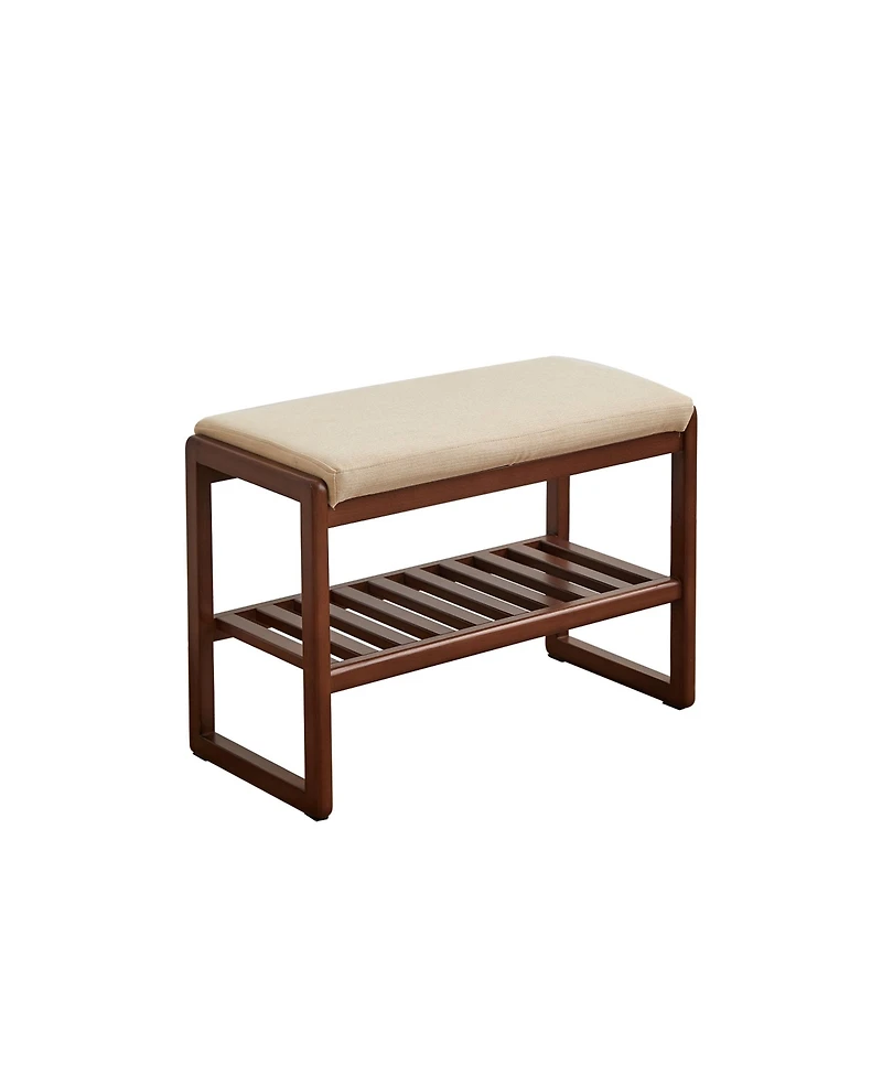 flynama Solid Wood Shoe Bench with Cushion