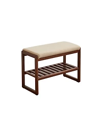 flynama Solid Wood Shoe Bench with Cushion