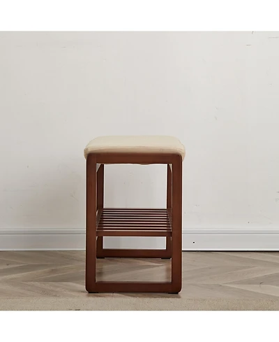 flynama Solid Wood Shoe Bench with Cushion