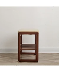 flynama Solid Wood Shoe Bench with Cushion