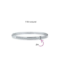 Bling Jewelry Cubic Zirconia Channel Set Princess Cut Cz Eternity Tennis Stackable Bangle Bracelet Fits 7-7.5 inch