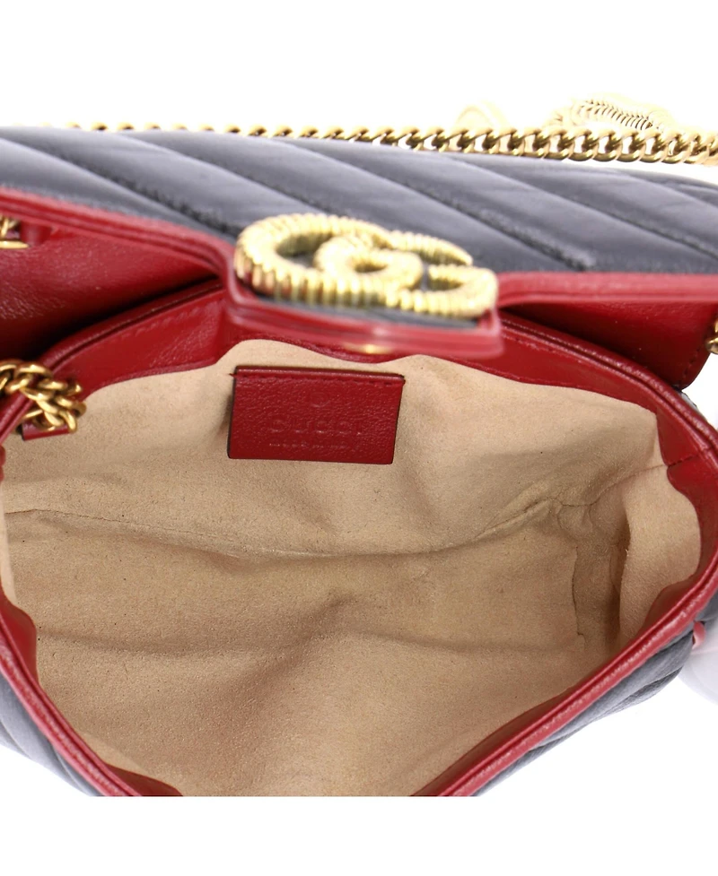 Pre-Owned Gucci Super Mini Gg Marmont Flap Bag Diagonal Quilted Leather