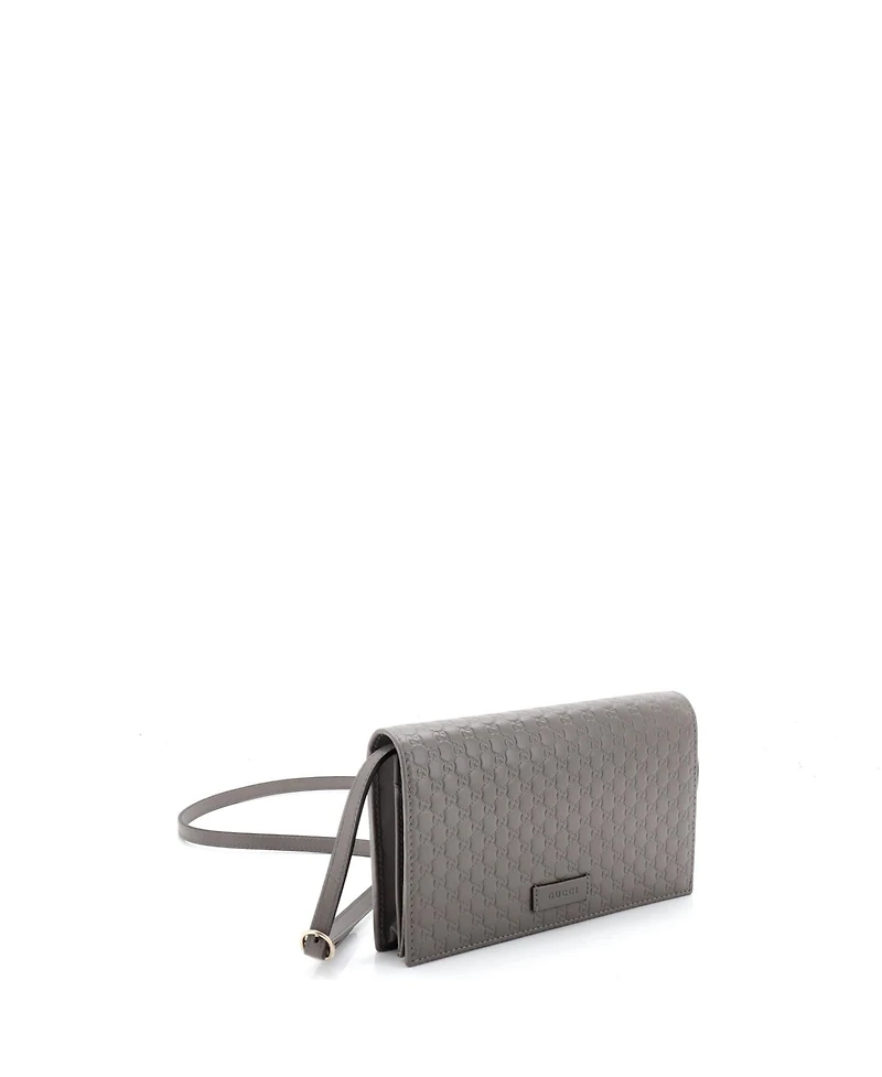 Pre-Owned Gucci Wallet on Strap Microguccissima Leather