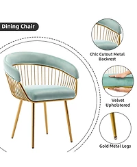 Dyhome Mid-Century Modern Glam Velvet Dining Chairs Set of 2