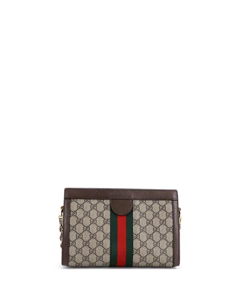 Pre-Owned Gucci Small Ophidia Chain Shoulder Bag Gg Coated Canvas