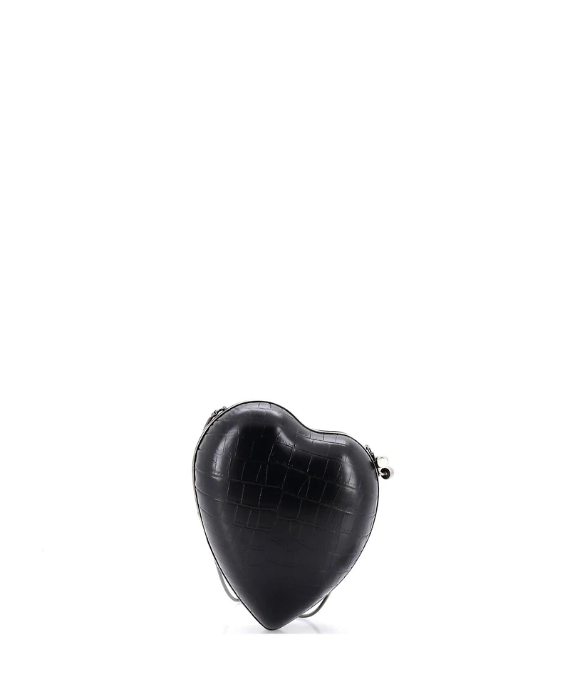 Pre-Owned Saint Laurent Love Heart Chain Box Clutch Embossed Leather