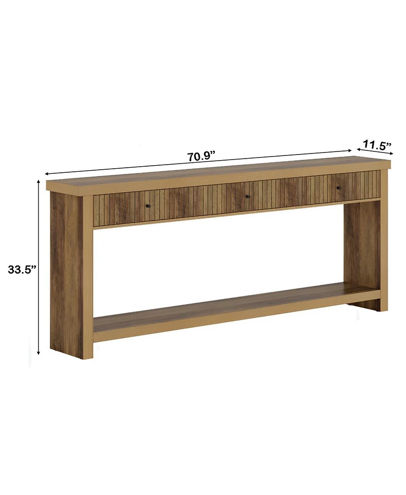 Slickblue Long Entryway Console Table with 3 Drawers, Wooden Sofa for Living Room Decor