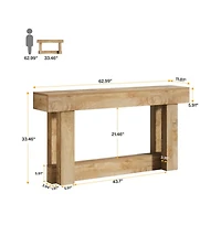 Slickblue 2-Tier Farmhouse Entryway Console Table in Wood Finish for Living Room Storage