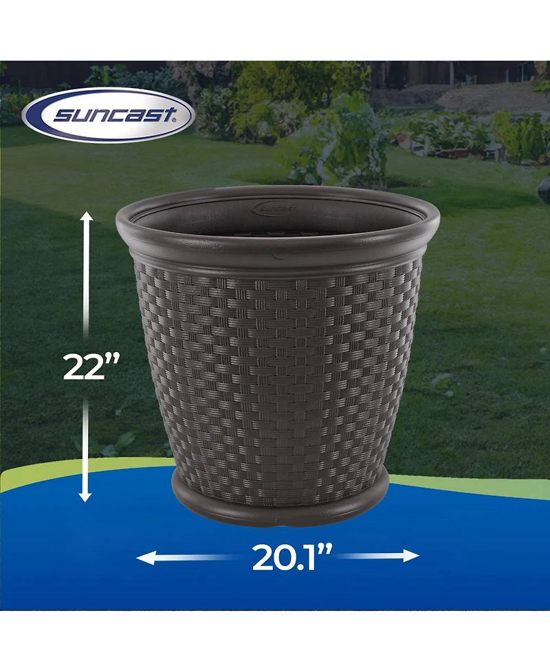 Suncast Sonora 22" Wicker Decorative Garden Flower Planter, (4 Pack)