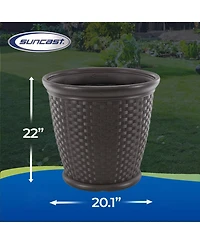Suncast Sonora 22" Wicker Decorative Garden Flower Planter, (4 Pack)