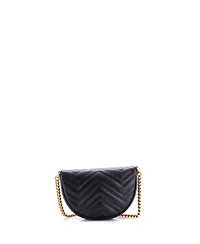 Pre-Owned Gucci Mini Gg Marmont Half Moon Flap Crossbody Bag Matelasse Leather