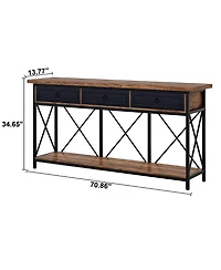 Slickblue Sofa Foyer Console Table with 3 Drawers and Open Storage Shelf for Home Organization