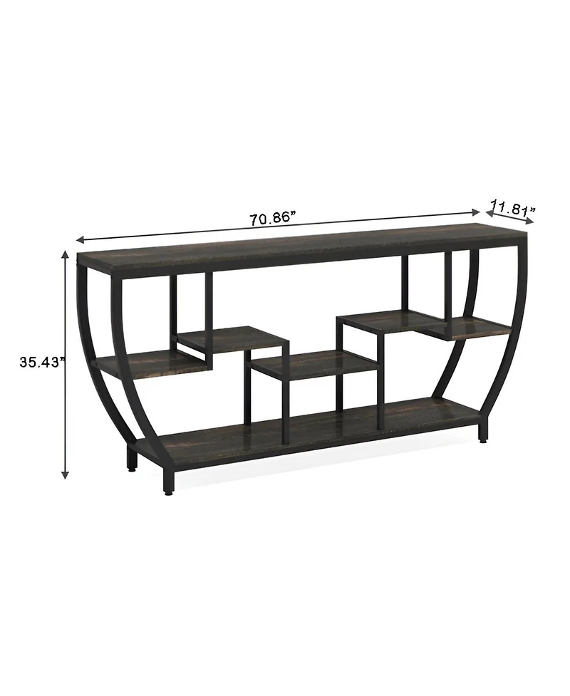 Slickblue Industrial Entryway Console Table with Open Shelves for Living Room Organization