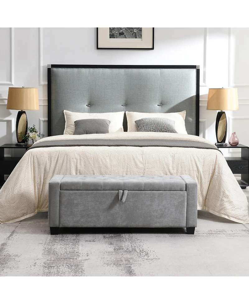 Flynama 48" Button-Tufted Storage Ottoman, 350 lbs