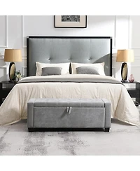 Flynama 48" Button-Tufted Storage Ottoman, 350 lbs